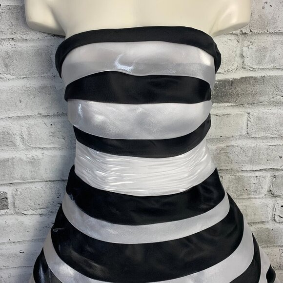 Xcite Impressions Striped Sleeveless Fit & Flair Tulle Formal Mini Dress - Picture 2 of 16